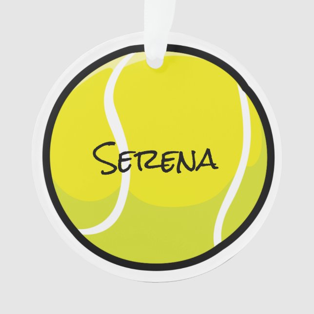 Tennis Ball NAME Gelbe weiße Sportarten Ornament (Vorderseite)