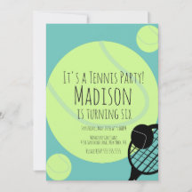 Tennis Ball Party Spiel Geburtstagsfeier Einladung