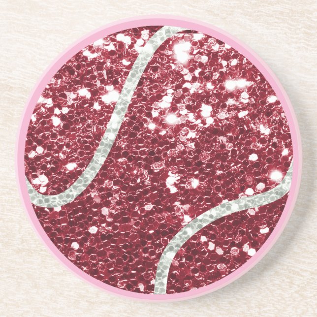 Tennis Ball Pink zum Thema Girl Baby Shower Party Getränkeuntersetzer (Vorne)