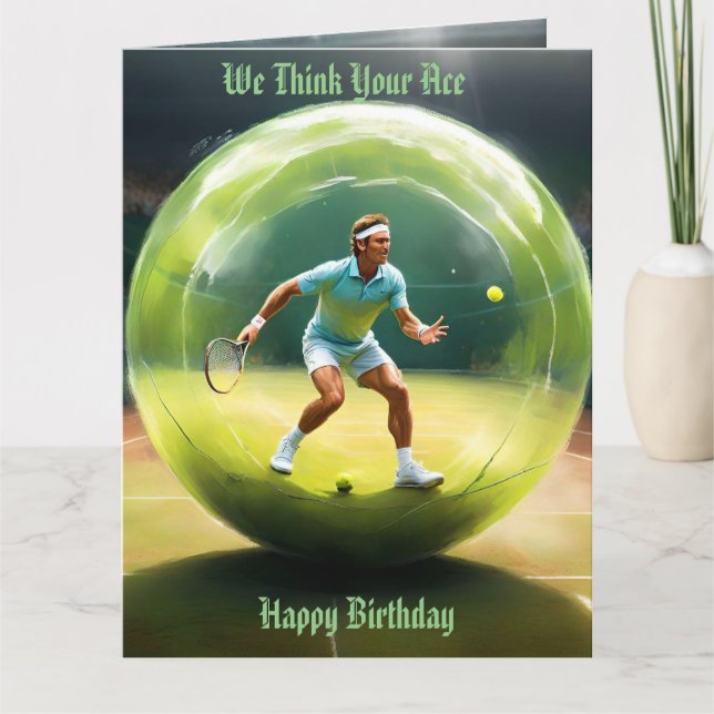 Tennis Ball Player on Court, Big Birthday Card Karte (Vorderseite)
