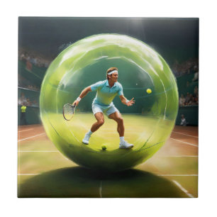 Tennis Ball Player on Court Fliese