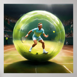 Tennis Ball Player on Court Poster