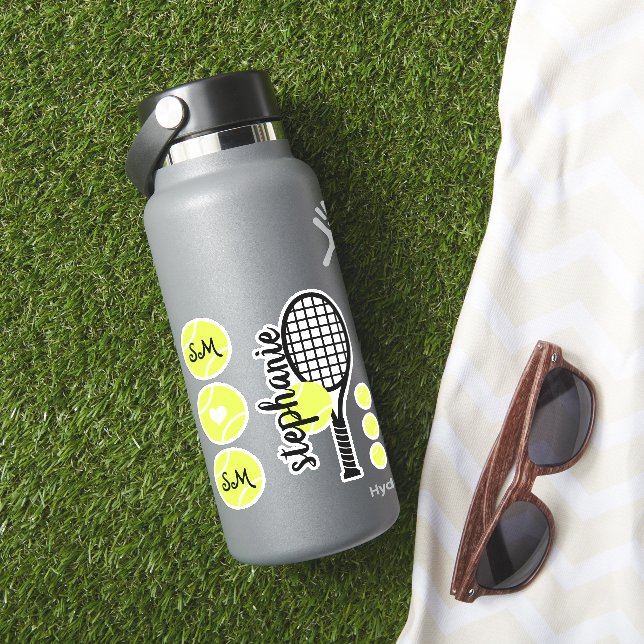 Tennis Ball Racket Personalisiert Name Sticker Set (HydroFlask Insitu)
