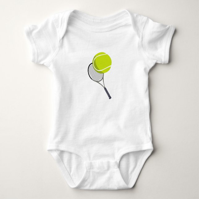 Tennis Ball & Racket Racquet Baby Strampler (Vorderseite)