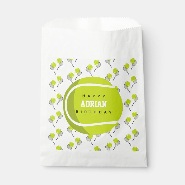 Tennis Ball & Racket Racquet Geburtstagsparty Geschenktütchen (Vorderseite)