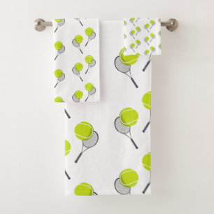 Tennis Ball & Racket Racquet Muster Badhandtuch Set