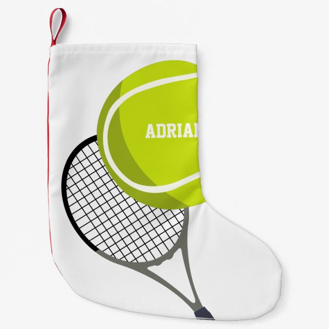 Tennis Ball & Racket Racquet Personalisiert Kleiner Weihnachtsstrumpf (Vorderseite)