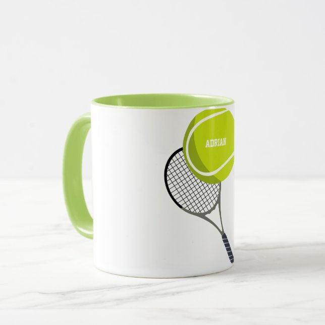 Tennis Ball & Racket Racquet Personalisiert Tasse (Vorderseite Links)