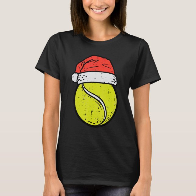 Tennis Ball Santa Hat Sports Christmas Xmas Men Wo T-Shirt (Vorderseite)