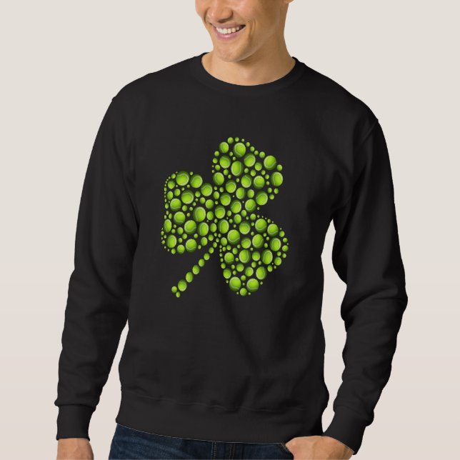 Tennis Ball Shamrock Leaf St Patrick's Day Men Boy Sweatshirt (Vorderseite)