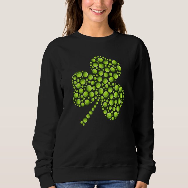 Tennis Ball Shamrock Leaf St Patrick's Day Men Boy Sweatshirt (Vorderseite)