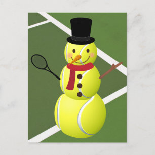 Tennis Ball Snowman und Weihnachts-Weihnachtsfeier Feiertagspostkarte
