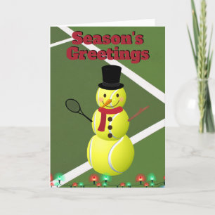 Tennis Ball Snowman und Weihnachtskarte Feiertagskarte