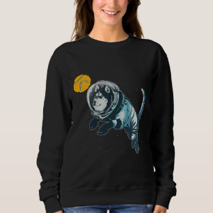 Tennis Ball Space Husky Wolf Space Blue Hund Astro Sweatshirt