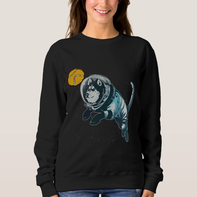 Tennis Ball Space Husky Wolf Space Blue Hund Astro Sweatshirt (Vorderseite)