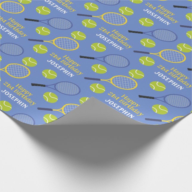Tennis Ball Sportspiele Geburtsname Geschenkpapier (Ecke)