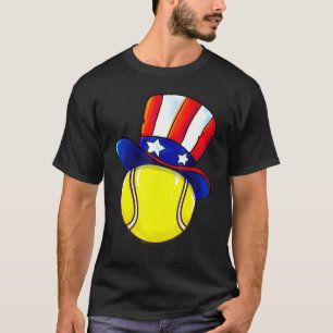 Tennis Ball Uncle Sam 4. Juli Amerikanische Flagge T-Shirt