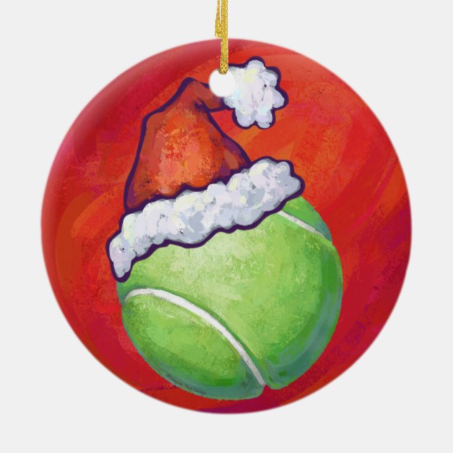 Tennis Ball Weihnachten Keramikornament (Hinten)