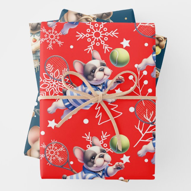 Tennis Ball Weihnachten Thema mit dem Weihnachtsma Geschenkpapier Set (Beispiel)