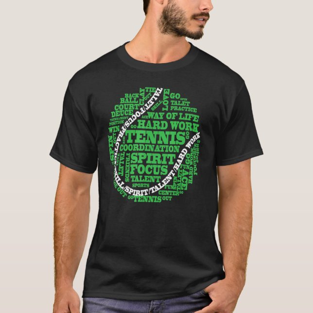 Tennis Ball Word Cloud Cool Tennis Players T-Shirt (Vorderseite)