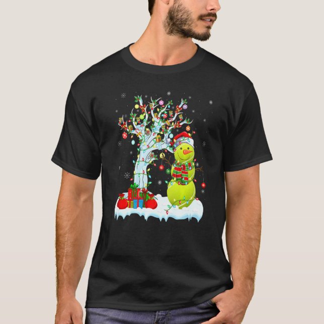 Tennis Ball Xmas Tree Lighting Snowman Tennis Ball T-Shirt (Vorderseite)