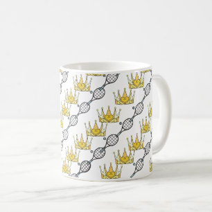 Tennis Balls Rackets und Crowns Royal Pattern Kaffeetasse