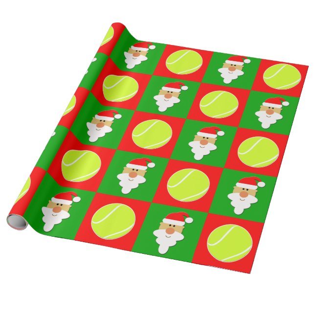 Tennis Balls & Santa Tennis Spieler Weihnachten Geschenkpapier (Ungerollt)