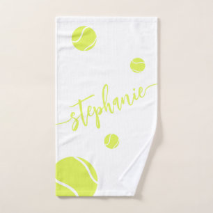 Tennis Balls Script Name Personalisiert Weiß Handtuch