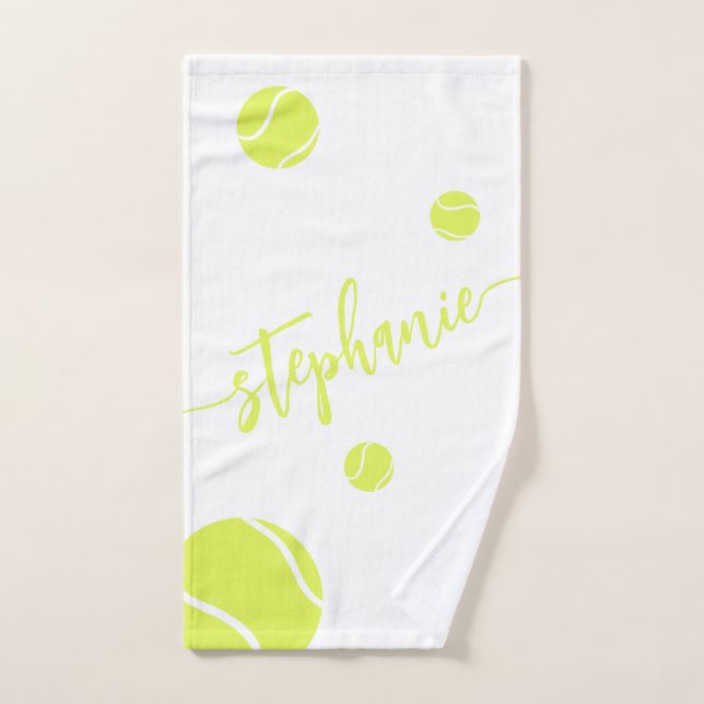 Tennis Balls Script Name Personalisiert Weiß Handtuch (Handtuch)