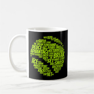 Tennis-Bedingungen Tennisspieler Tennisball spiele Kaffeetasse