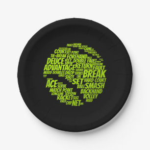 Tennis-Bedingungen Tennisspieler Tennisball spiele Pappteller