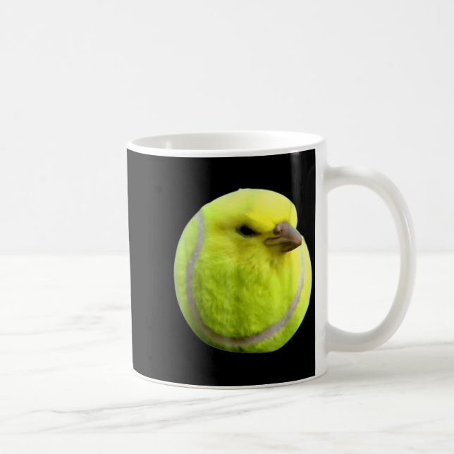Tennis Bird Meme Round Budgie Tennis Ball  Kaffeetasse (Rechts)