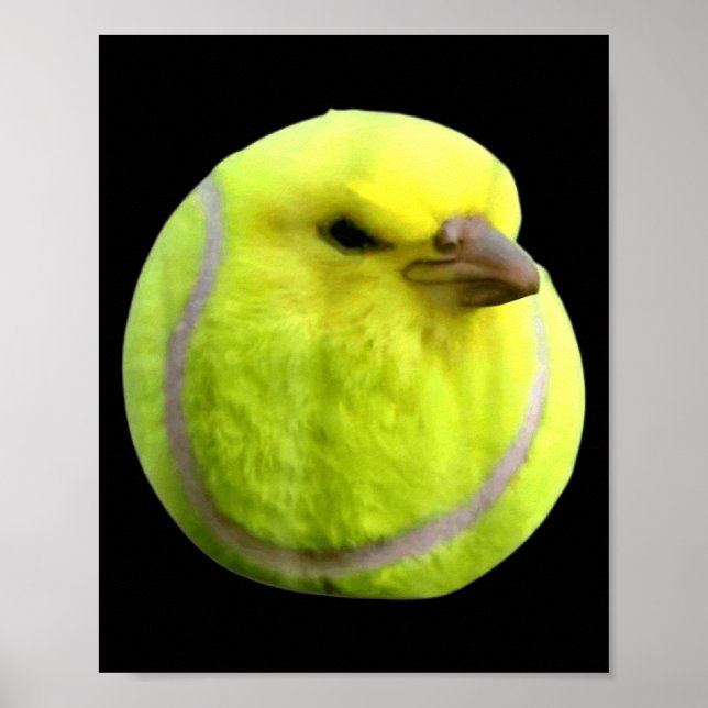 Tennis Bird Meme Round Budgie Tennis Ball  Poster (Vorne)