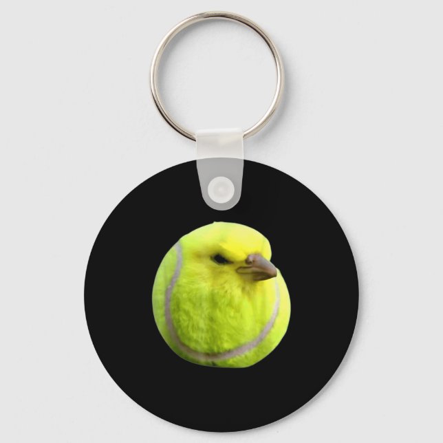 Tennis Bird Meme Round Budgie Tennis Ball  Schlüsselanhänger (Vorderseite)