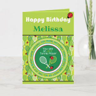 Tennis Birthday Card, individuell anpassbare Karte