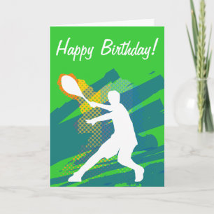 Tennis Birthday card with silhouette of player Karte