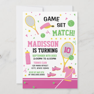 TENNIS Birthday girl Invitation Einladung