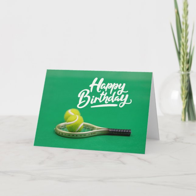 Tennis Birthday Liebe auf Grün Karte (Vorderseite)