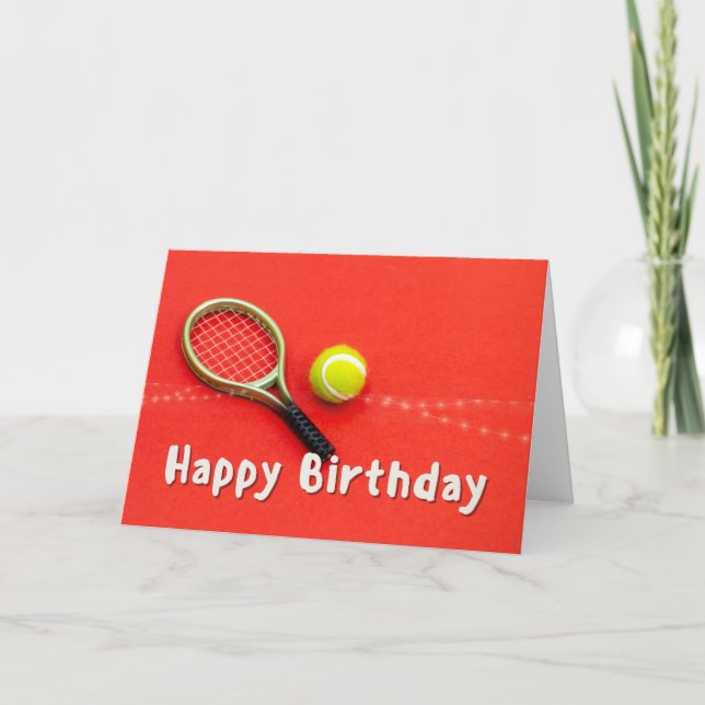 Tennis Birthday Liebe auf Rot Karte (Vorderseite)