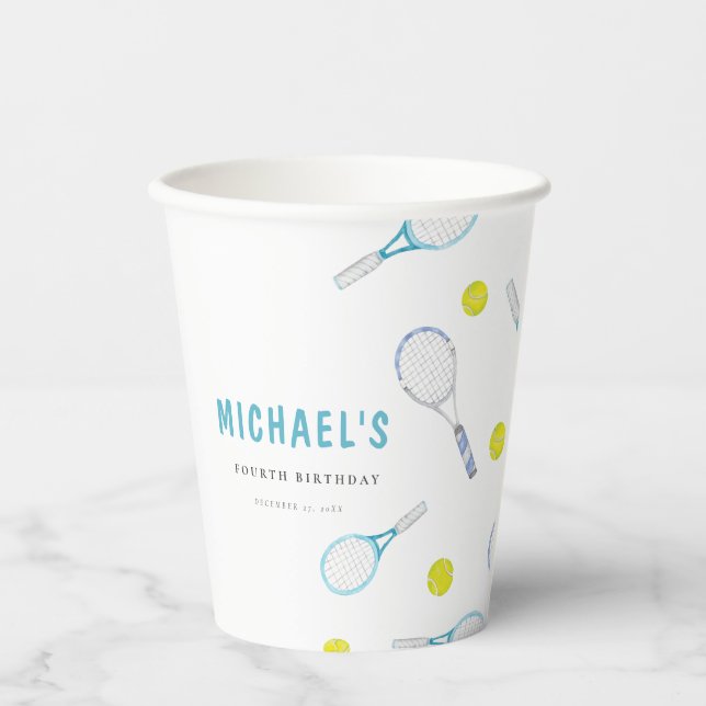 Tennis Birthday Paper Cup Pappbecher (Vorderseite)