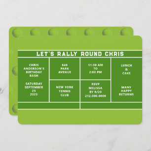 Tennis Birthday Party Einladung