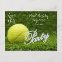 Tennis Birthday Party Save the Date Einladung