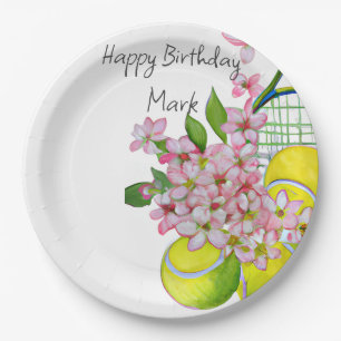 Tennis Birthday Player Party Wasserfarbe Pappteller