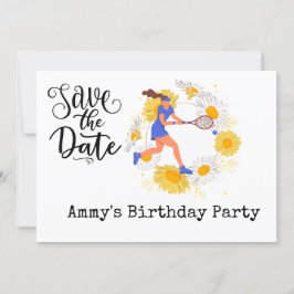 Tennis Birthday Save the Date Einladung