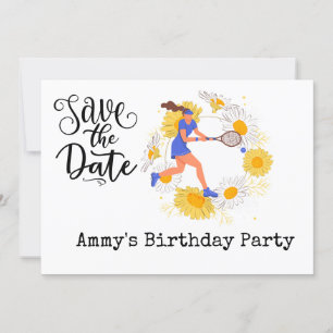 Tennis Birthday Save the Date Einladung