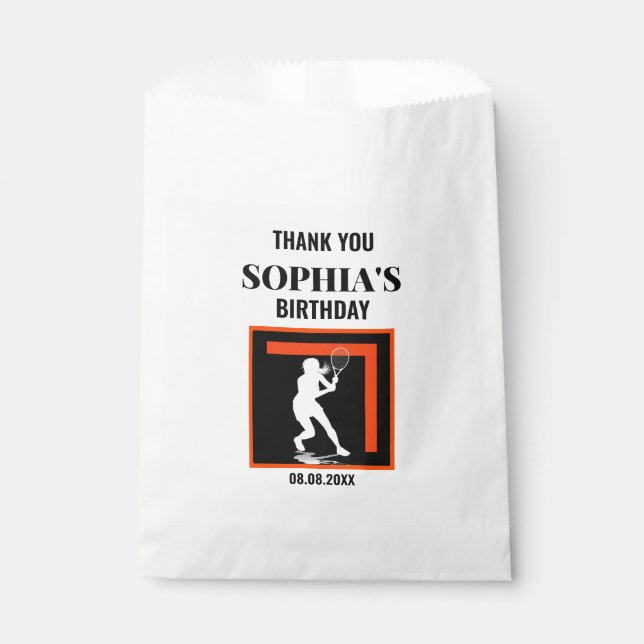 Tennis Birthday, Tennis Girl Player  Geschenktütchen (Vorderseite)