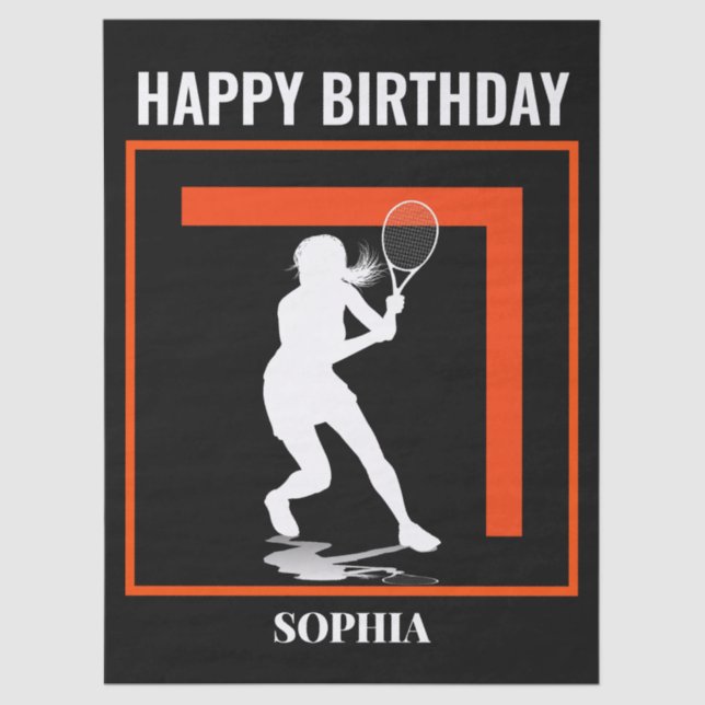 Tennis Birthday, Tennis Girl Player  Seidenpapier (Vorderseite)