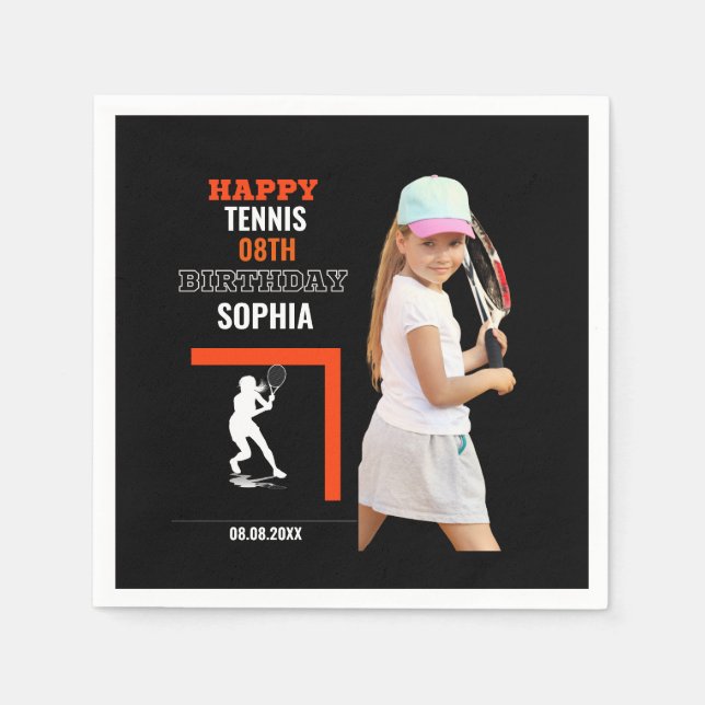 Tennis Birthday, Tennis Girl Player  Serviette (Vorderseite)
