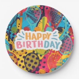 Tennis Birthday Tennisspieler mit Schläger Pappteller