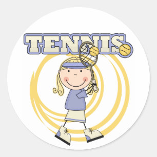 TENNIS - Blond Girl Tshirts und Geschenke Runder Aufkleber